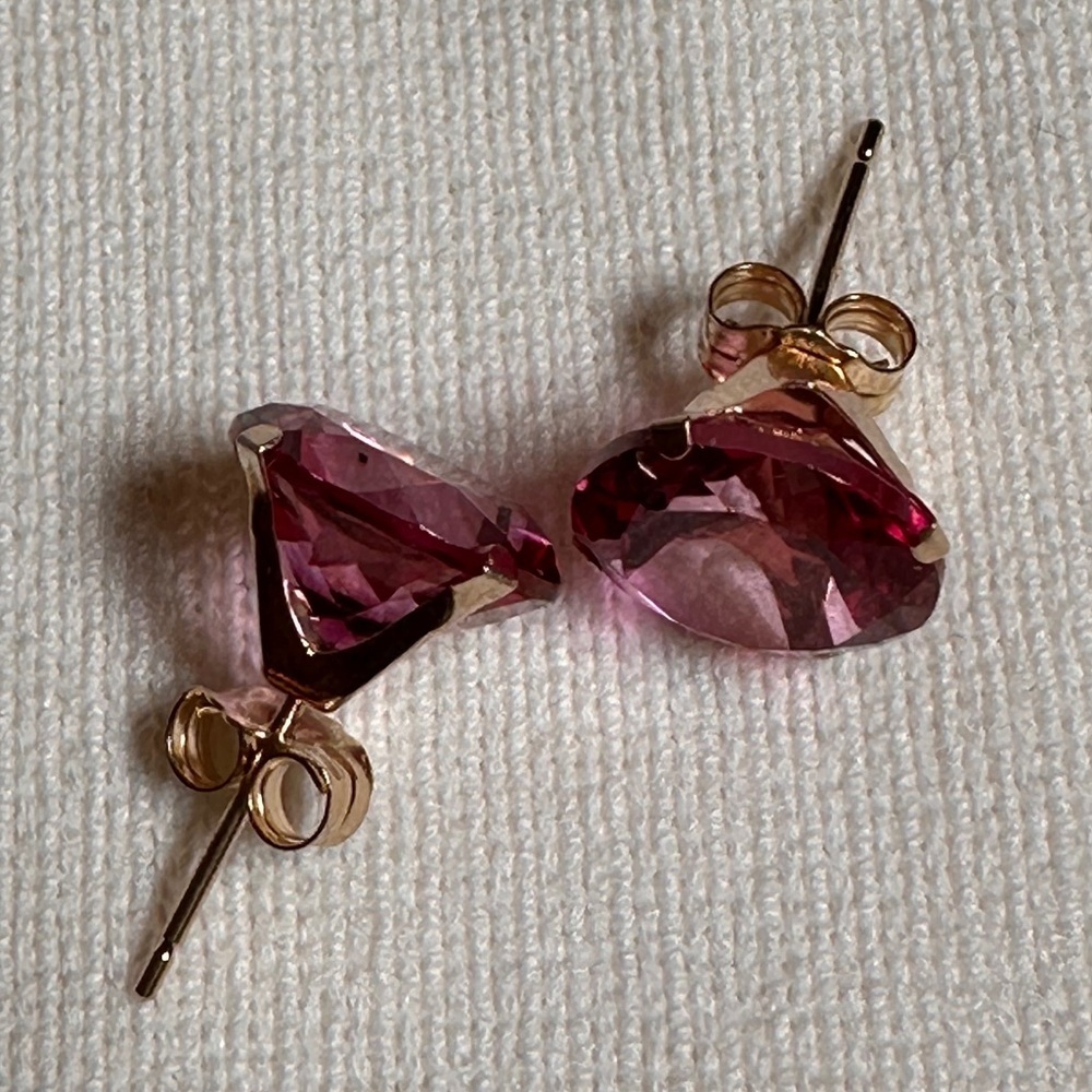 Ross-Simons 8.70 ct. t.w. Pink Topaz Stud Earrings in 14kt Yellow Gold